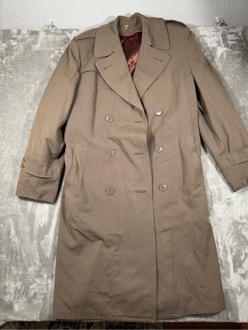 Vtg Regulation Army Overcoat Wool Uniform Military Brown Lined Size 38L